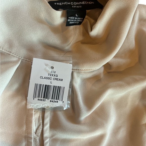 NWT French Connection Cream High Neck Keyhole Blouse L - Picture 4 of 6